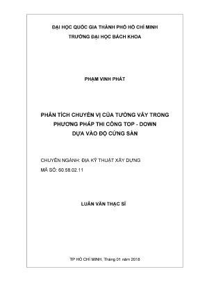 Luận văn thạc sĩ địa kỹ thuật xây dựng phân tích chuyển vị của tường vây trong phương pháp thi công topdown dựa vào độ cứng sàn