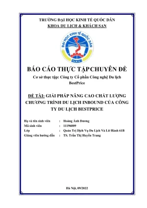 Chuyên đề thực tập giải pháp nâng cao chất lượng chương trình du lịch inbound của công ty du lịch bestprice