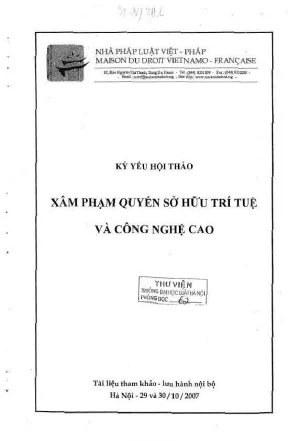 Kỷ yếu hội thảo khoa học xâm phạm quyền sở hữu trí tuệ và công nghệ cao