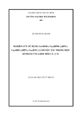 Luận án tiến sĩ kỹ thuật hóa học nghiên cứu sử dụng cumofs cu2 bpdc2bpy cu2bdc2bpy cu3btc2 làm xúc tác trong một số phản ứng ghép đôi cc cn