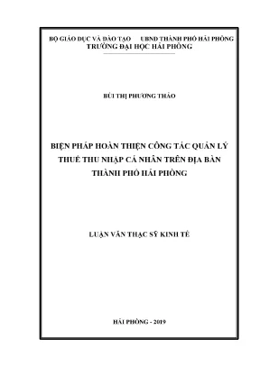 Luận văn thạc sĩ quản lý kinh tế biện pháp hoàn thiện công tác quản lý thuế thu nhập cá nhân trên địa bàn thành phố hải phòng