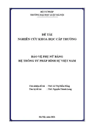Đề tài nghiên cứu khoa học cấp trường bảo vệ phụ nữ bằng hệ thống tư pháp hình sự việt nam