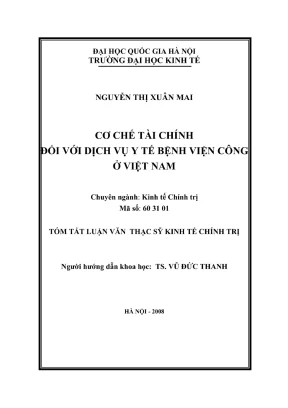 Luận văn thạc sĩ kinh tế chính trị cơ chế tài chính đối với dịch vụ y tế bệnh viện công ở việt nam