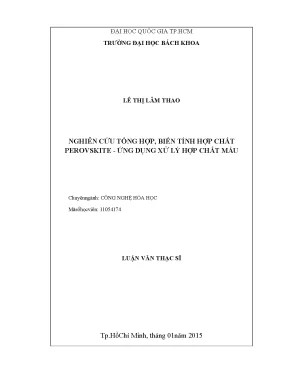 Luận văn thạc sĩ công nghệ hóa học nghiên cứu tổng hợp biến tính hợp chất perovskite ứng dụng xử lý hợp chất màu