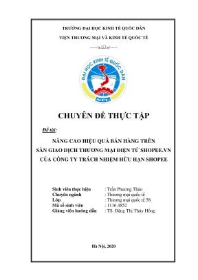 Chuyên đề thực tập nâng cao hiệu quả bán hàng trên sàn giao dịch thương mại điện tử shopee vn của công ty trách nhiệm hữu hạn shopee