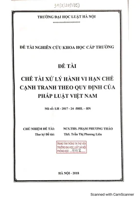 Đề tài nghiên cứu khoa học cấp trường chế tài xử lý hành vi hạn chế cạnh tranh theo qui định của pháp luật việt nam
