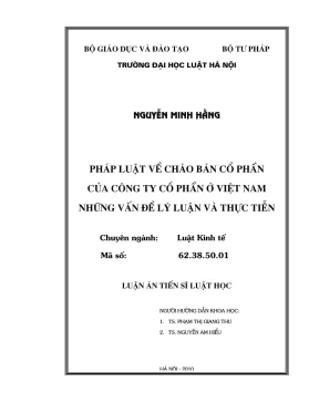 Luận án tiến sĩ luật học pháp luật về chào bán cổ phần của công ty cổ phần ở việt nam những vấn đề lý luận và thực tiễn