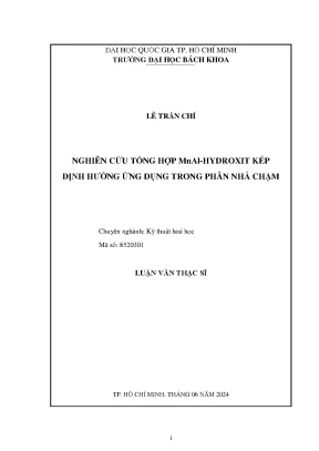 Luận văn thạc sĩ kỹ thuật hóa học nghiên cứu tổng hợp mnaihydroxit kép định hướng ứng dụng trong phân nhả chậm