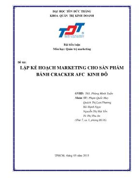 Tiểu luận lập kế hoạch marketing cho sản phẩm bánh cracker afc kinh đô