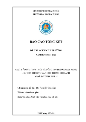 Đề tài nghiên cứu khoa học cấp trường nhật ký đặng thùy trâm và đừng đốt đặng nhật minh sự hóa thân từ văn học thành điện ảnh