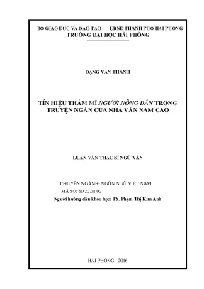 Luận văn thạc sĩ ngôn ngữ việt nam tín hiệu thẩm mĩ người nông dân trong truyện ngắn của nhà văn nam cao