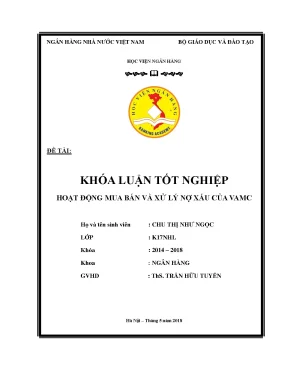 Khóa luận tốt nghiệp ngân hàng hoạt động mua bán và xử lý nợ xấu của vamc