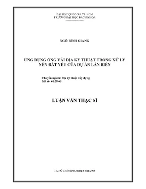 Luận văn thạc sĩ địa kỹ thuật xây dựng ứng dụng ống vải địa kỹ thuật trong xử lý nền đất yếu của dự án lấn biển