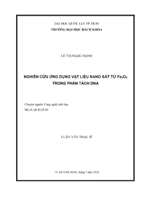 Luận văn thạc sĩ công nghệ sinh học nghiên cứu ứng dụng vật liệu nano sắt từ fe3o4 trong phân tách dna