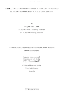 Luận án tiến sĩ luật học state liability for compensation in the development of vietnam