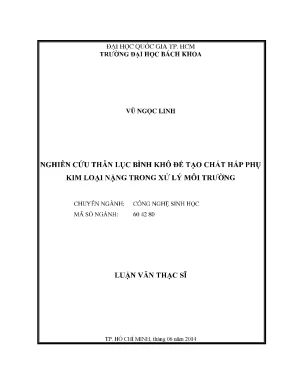 Luận văn thạc sĩ công nghệ sinh học nghiên cứu thân lục bình khô để tạo chất hấp phụ kim loại nặng trong xử lý môi trường