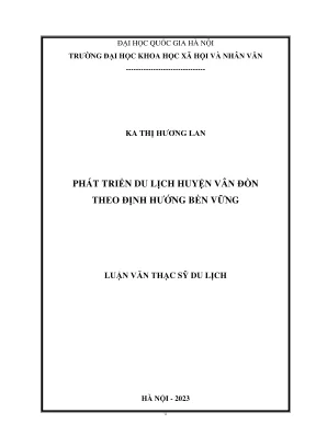 Luận văn thạc sĩ du lịch phát triển du lịch huyện vân đồn theo định hướng bền vững