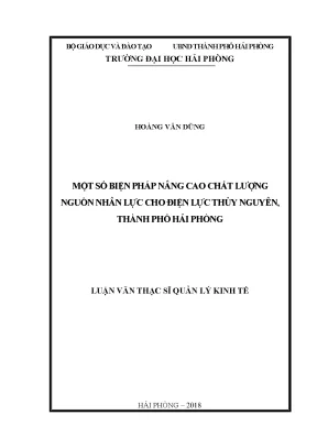 Luận văn thạc sĩ quản lý kinh tế một số biện pháp nâng cao chất lượng nguồn nhân lực cho điện lực thủy nguyên thành phố hải phòng