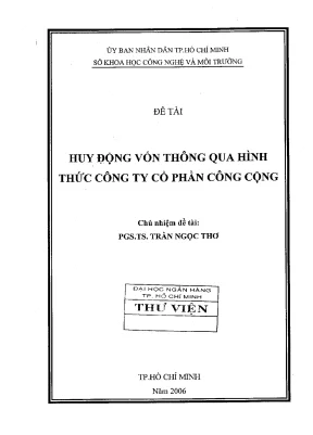 Đề tài nghiên cứu khoa học huy động vốn thông qua hình thức công ty cổ phần công cộng