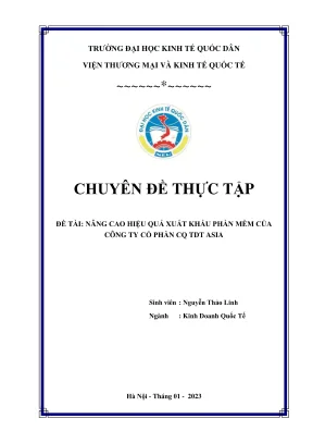 Chuyên đề thực tập nâng cao hiệu quả xuất khẩu phần mềm của công ty cổ phần cq tdt asia