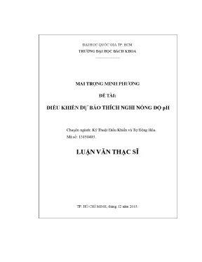 Luận văn thạc sĩ kỹ thuật điều khiển và tự động hóa điều khiển dự báo thích nghi nồng độ ph