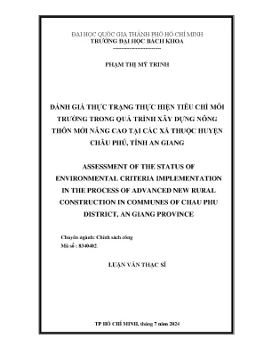 Luận văn thạc sĩ chính sách công đánh giá thực trạng thực hiện tiêu chí môi trường trong quá trình xây dựng nông thôn mới nâng cao tại các xã thuộc huyện châu phú tỉnh an giang