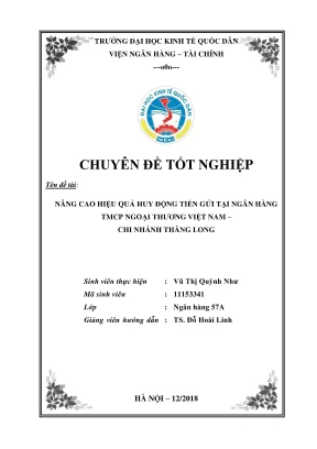 Chuyên đề tốt nghiệp nâng cao hiệu quả huy động tiền gửi tại ngân hàng thương mại cổ phần ngoại thương việt nam chi nhánh thăng long