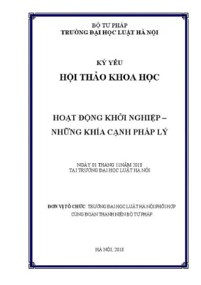 Kỷ yếu hội thảo khoa học cấp trường hoạt động khởi nghiệp những khía cạnh pháp lý