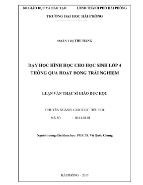 Luận văn thạc sĩ giáo dục tiểu học dạy học hình học cho học sinh lớp 4 thông qua hoạt động trải nghiệm