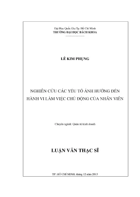 Luận văn thạc sĩ quản trị kinh doanh nghiên cứu các yếu tố ảnh hưởng đến hành vi làm việc chủ động
