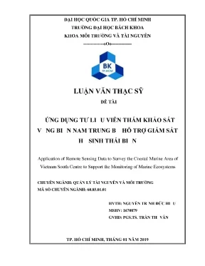 Luận văn thạc sĩ quản lý tài nguyên và môi trường ứng dụng tư liệu viễn thám khảo sát vùng biển nam trung bộ hỗ trợ giám sát hệ sinh thái biển