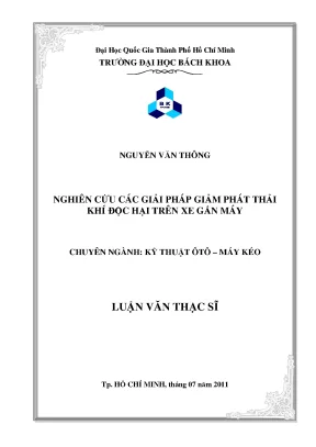 Luận văn thạc sĩ kỹ thuật ô tô máy kéo nghiên cứu các giải pháp giảm phát thải khí độc hại trên xe gắn máy