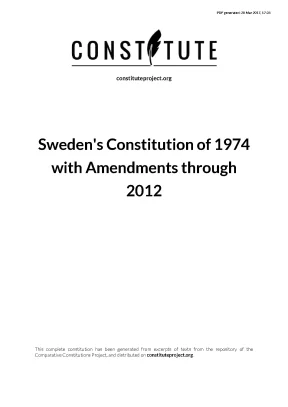 Swedens constitution of 1974 with amendments through 2012