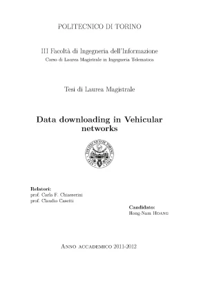 Luận án tiến sĩ data downloading in vehicular networks