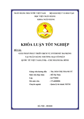 Khóa luận tốt nghiệp ngân hàng giải pháp phát triển dịch vụ internet banking tại ngân hàng thương mại cổ phần quốc tế việt nam vib chi nhánh ba đình