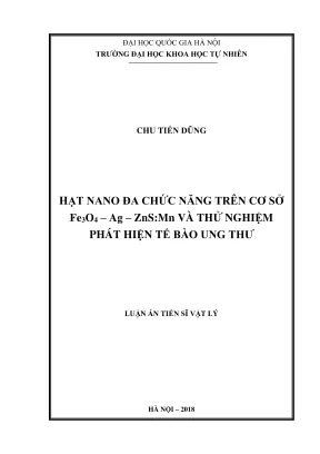 Luận án tiến sĩ vật lý hạt nano đa chức năng trên cơ sở fe3o4 ag znsmn và thử nghiệm phát hiện tế bào ung thư