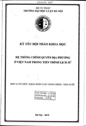 Kỷ yếu hội thảo khoa học cấp khoa hệ thống chính quyền địa phương ở việt nam trong tiến trình lịch sử