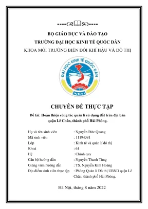 Chuyên đề thực tập hoàn thiện công tác quản lí sử dụng đất trên địa bàn quận lê chân thành phố hải phòng