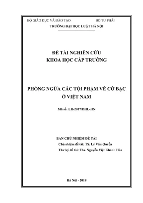 Đề tài nghiên cứu khoa học cấp trường phòng ngừa các tội phạm về cờ bạc ở việt nam