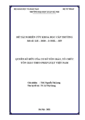 Đề tài nghiên cứu khoa học cấp trường quyền sở hữu của cơ sở tôn giáo tổ chức tôn giáo theo pháp luật việt nam
