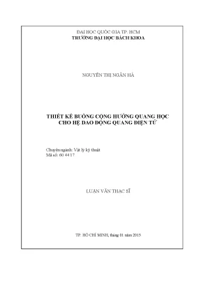Luận văn thạc sĩ vật lý kỹ thuật thiết kế buồng cộng hưởng quang học cho hệ dao động quang điện tử