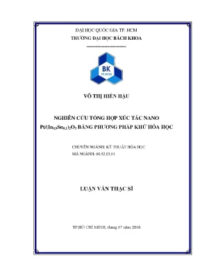 Luận văn thạc sĩ kỹ thuật hóa học nghiên cứu tổng hợp xúc tác nano pt in0 9sn0 12o3 bằng phương pháp khử hóa học