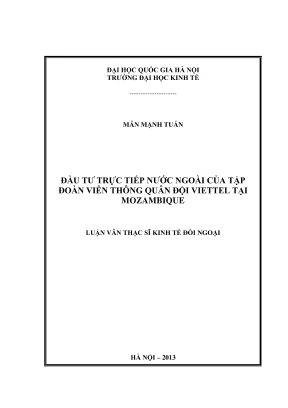 Luận văn thạc sĩ kinh tế đối ngoại đầu tư trực tiếp nước ngoài của tập đoàn viễn thông quân đội viettel tại mozambique