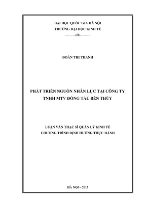 Luận văn thạc sĩ quản lý kinh tế phát triển nguồn nhân lực tại công ty tnhh mtv đóng tàu bến thủy