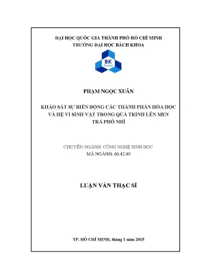 Luận văn thạc sĩ công nghệ sinh học khảo sát sự biến động các thành phần hóa học và hệ vi sinh vật trong quá trình lên men trà phổ nhĩ