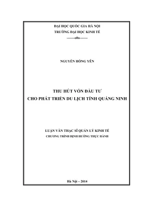 Luận văn thạc sĩ quản lý kinh tế thu hút vốn đầu tư cho phát triển du lịch tỉnh quảng ninh
