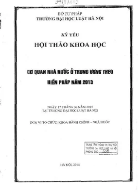 Kỷ yếu hội thảo khoa học cơ quan nhà nước ở trung ương theo hiến pháp năm 2013