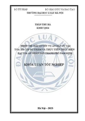 Khóa luận tốt nghiệp đình chỉ giải quyết vụ án dân sự tại toà án cấp sơ thẩm và thực tiễn thực hiện tại toà án nhân dân thành phố nam định