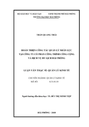 Luận văn thạc sĩ quản lý kinh tế hoàn thiện công tác quản lý nhân lực tại công ty cổ phần công trình công cộng và dịch vụ du lịch hải phòng