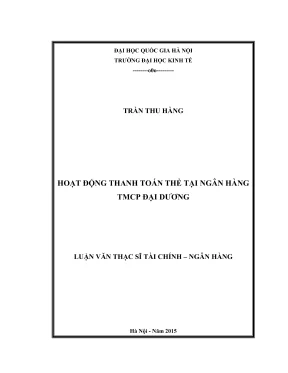 Luận văn thạc sĩ tài chính ngân hàng hoạt động thanh toán thẻ tại ngân hàng tmcp đại dương